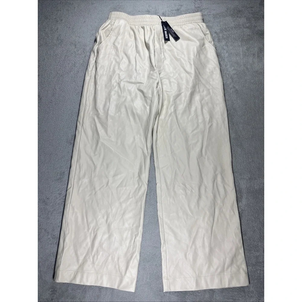 Steve‎ Madden Gilda Pant Imitation Leather Ivory Size XL NWT